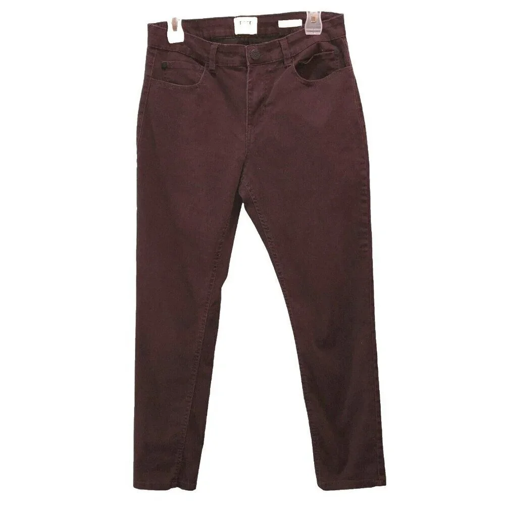 Twice Mens Size 29 x 28 Burgundy Slim Fit Skinny Pockets Ankle Pants Jeans